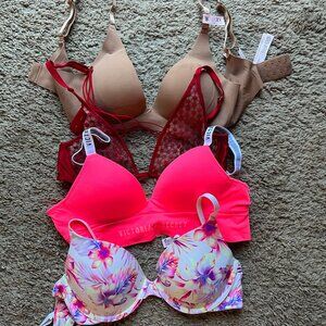 Victoria’s Secret Bra Bundle XS – T-Shirt Bras + Lace Bralette Mostly New,  NWT